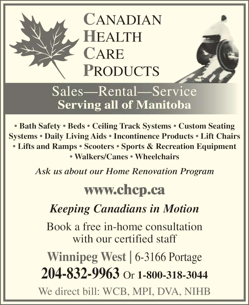 Canadian Healthcare Products Winnipeg, MB 63166 Portage Ave Canpages