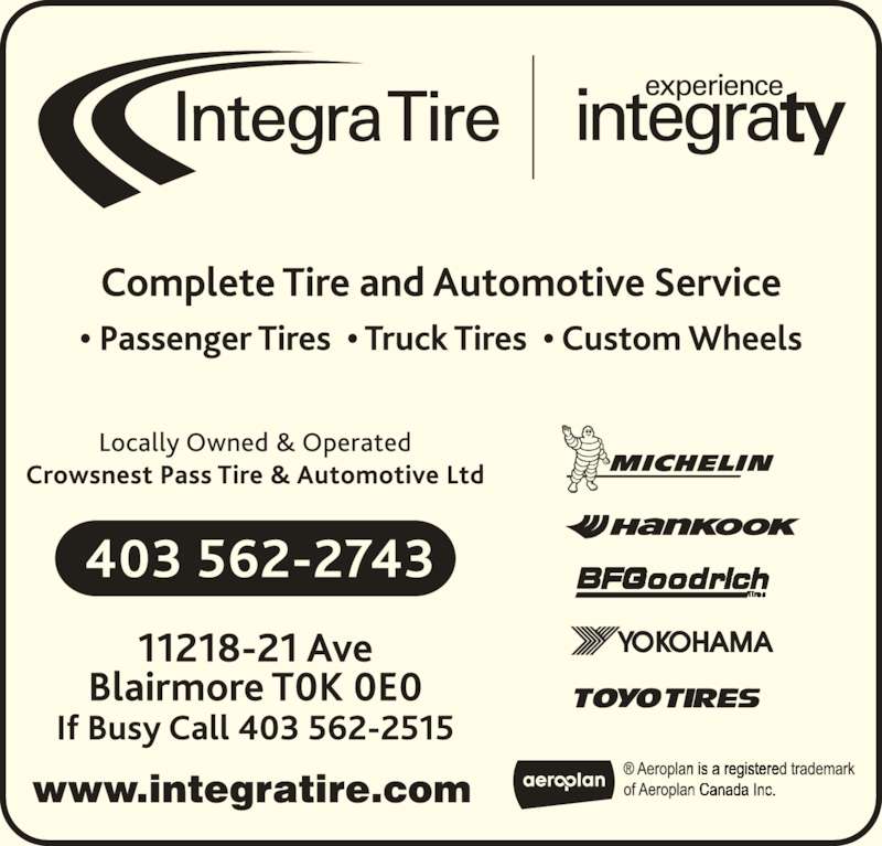 Integra Tire 11218 21 Avenue, Blairmore, AB