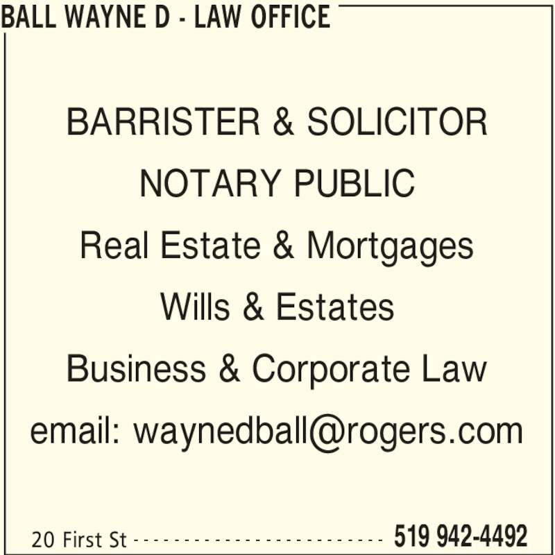 Wayne D Ball Law Office Opening Hours 20 First Street
