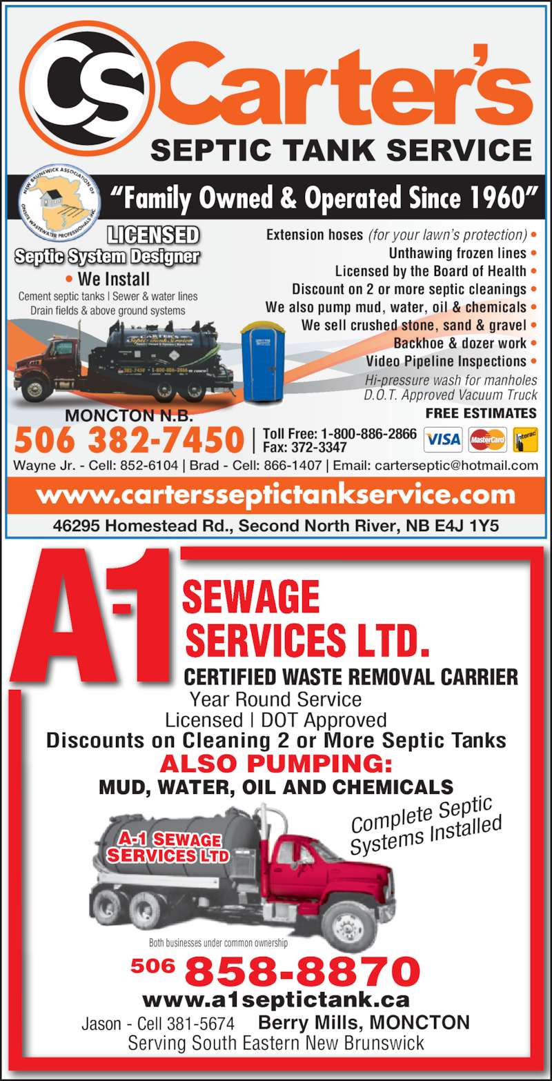 Carter's Septic Tank Service Ltd Opening Hours 46295 Homestead Rd