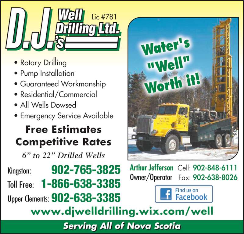 DJ'S Well Drilling Ltd Opening Hours 1508 Palmer Dr, Kingston, NS