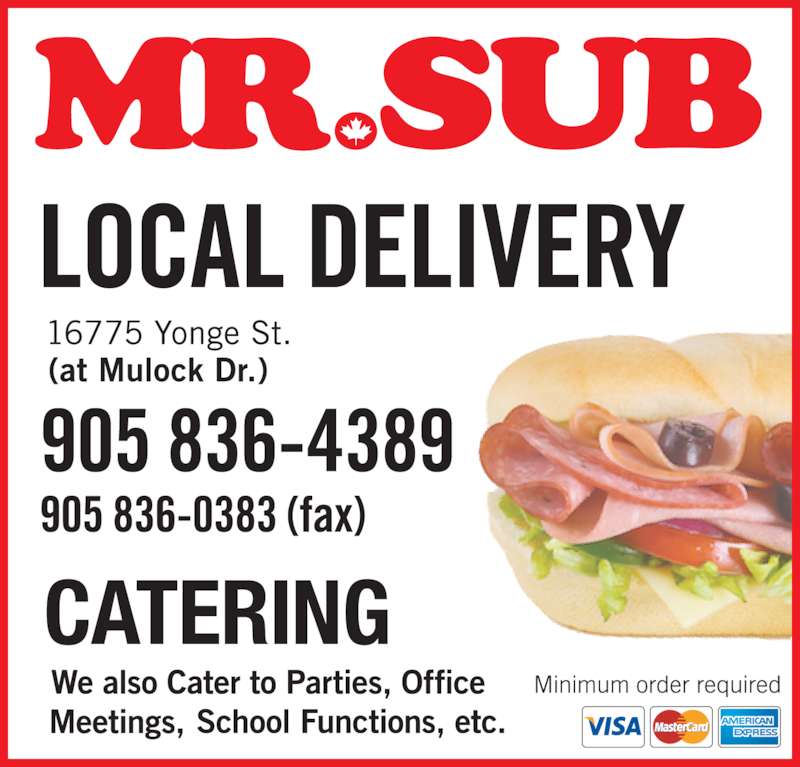 Mr Sub Opening Hours 1016775 Yonge St, Newmarket, ON