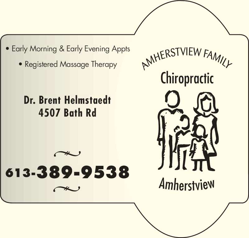 Amherstview Family Chiropractic Opening Hours 4507 Bath Rd, Amherstview, ON