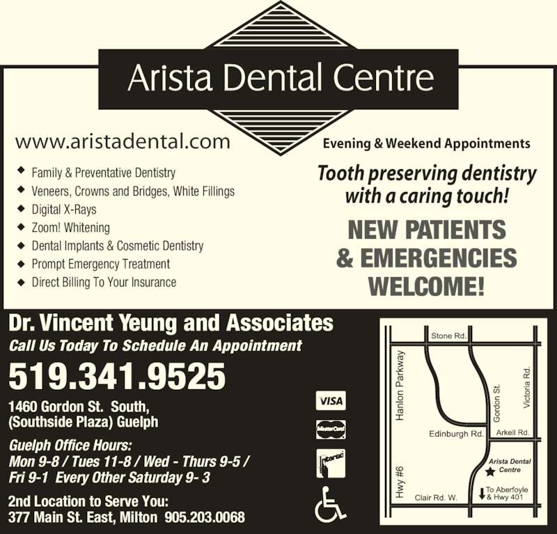 Arista Dental Centre Opening Hours B2 1460 Gordon, GUELPH, ON