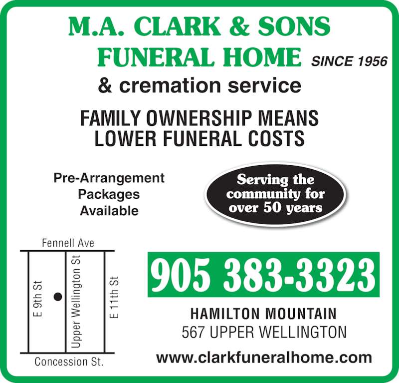 M A Clark & Sons Funeral Home Opening Hours 567 Upper Wellington St