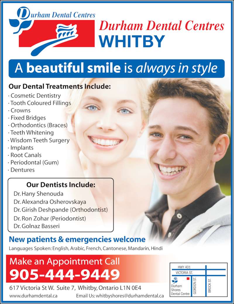 Durham Dental Centre - Opening Hours - 617 Victoria St W, Whitby, ON