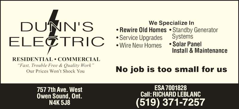 Dunn U0026 39 S Electric Ltd - Opening Hours