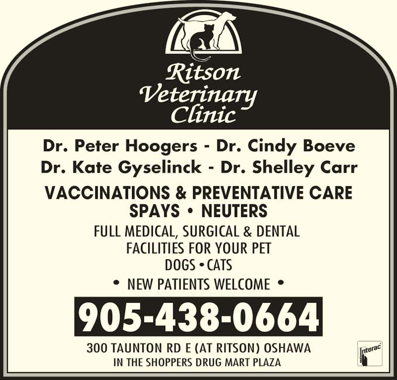 Ritson Veterinary Clinic Opening Hours 300 Taunton Rd E, Oshawa, ON