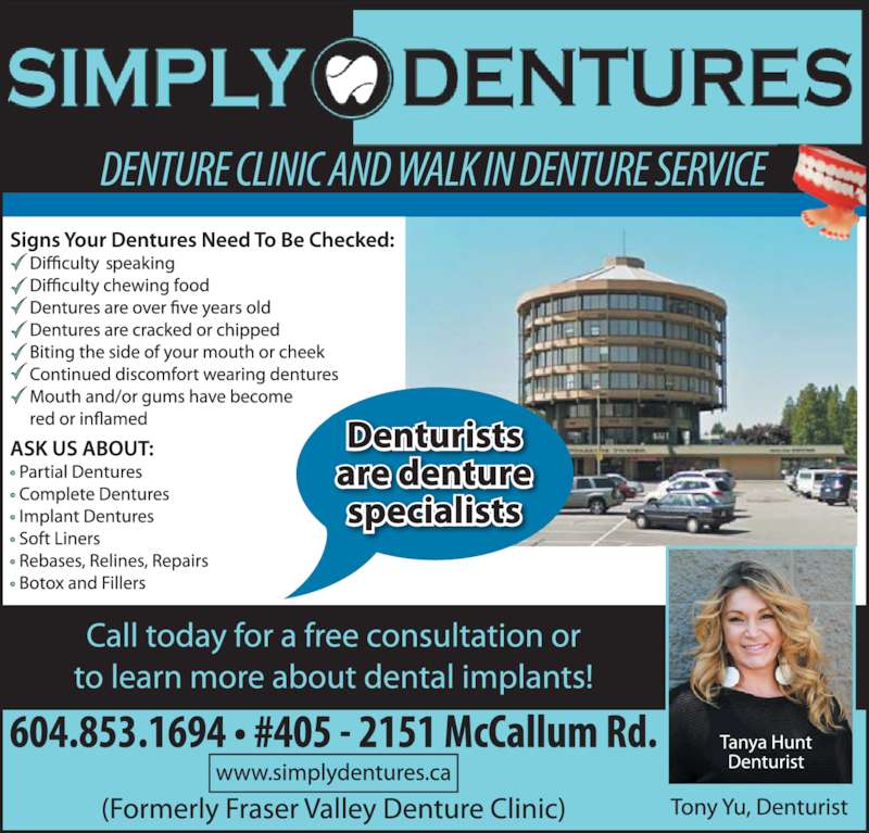 Simply Dentures Opening Hours 142151 McCallum Rd, Abbotsford, BC