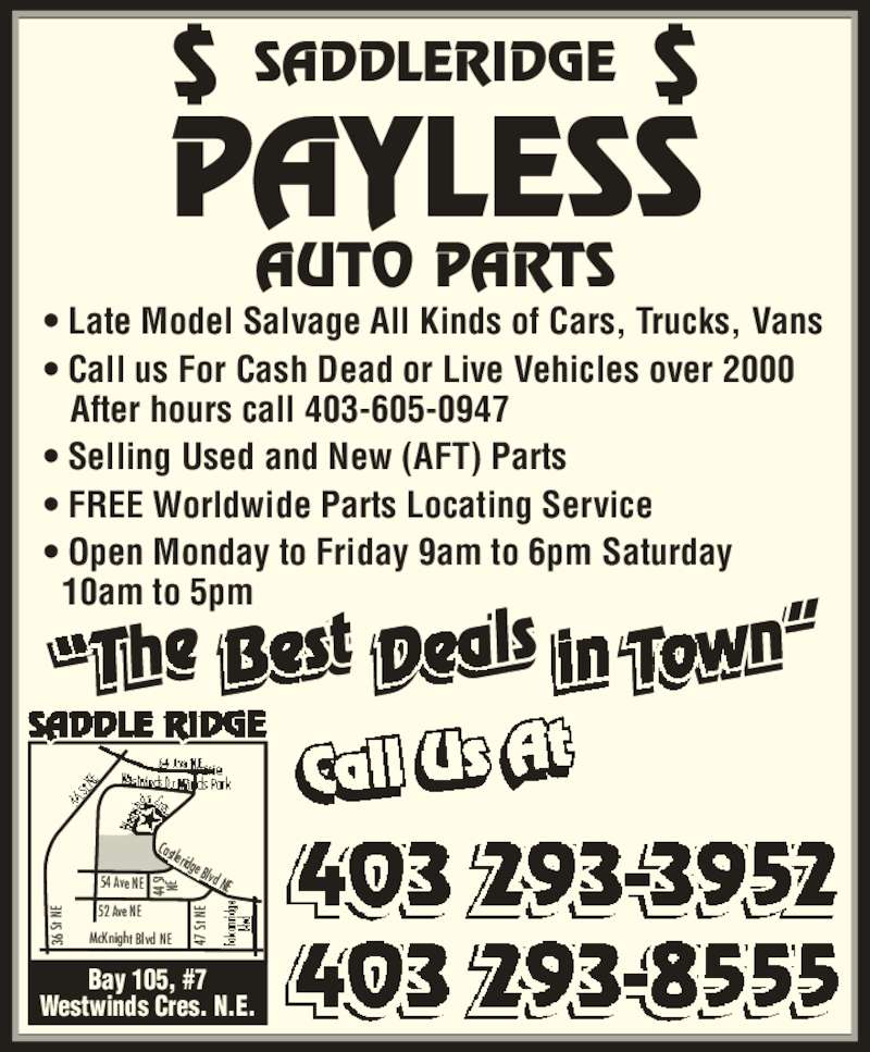 Payless Auto Parts Calgary, AB 1057 Westwinds Cres NE Canpages