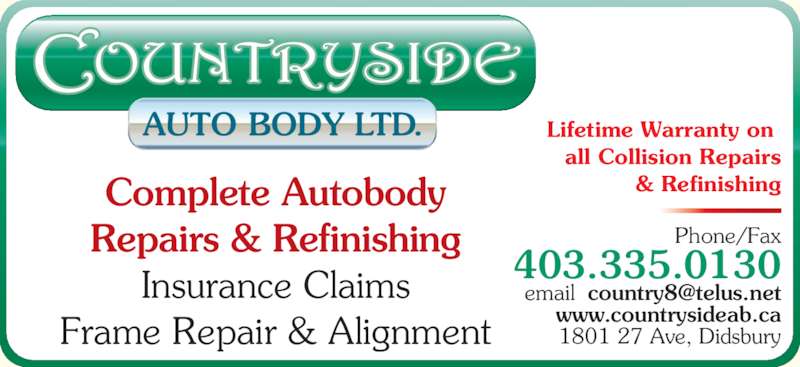 Countryside Auto Body Ltd 1801 27 Ave, Didsbury, AB