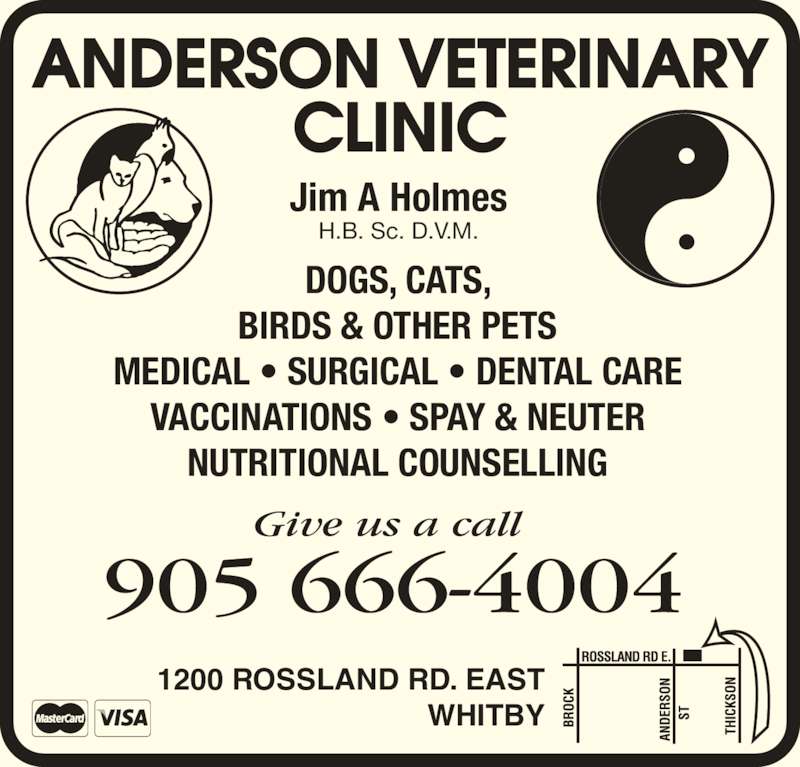 Anderson Veterinary Clinic Opening Hours 1220 Rossland Rd E, Whitby, ON