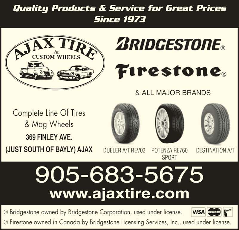 Ajax Tire & Custom Wheels Opening Hours 369 Finley Ave, Ajax, ON