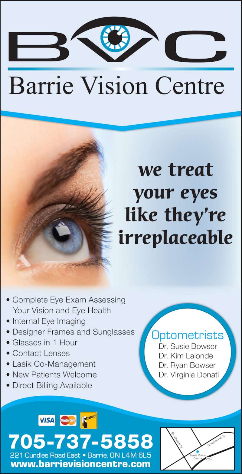 Barrie Vision Centre Opening Hours 1221 Cundles Rd E, Barrie, ON