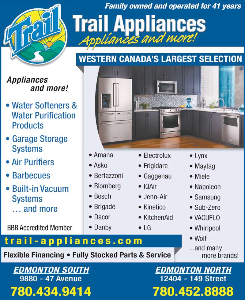 Trail Appliances Opening Hours 9880 47 Ave NW, Edmonton, AB