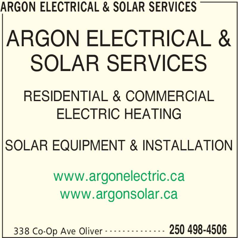 Argon Electrical &amp; Solar Services - Oliver, BC - 338 Co-Op 
