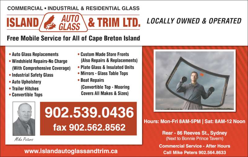 Island Auto Glass & Trim Ltd Opening Hours 86 Reeves St, Sydney, NS