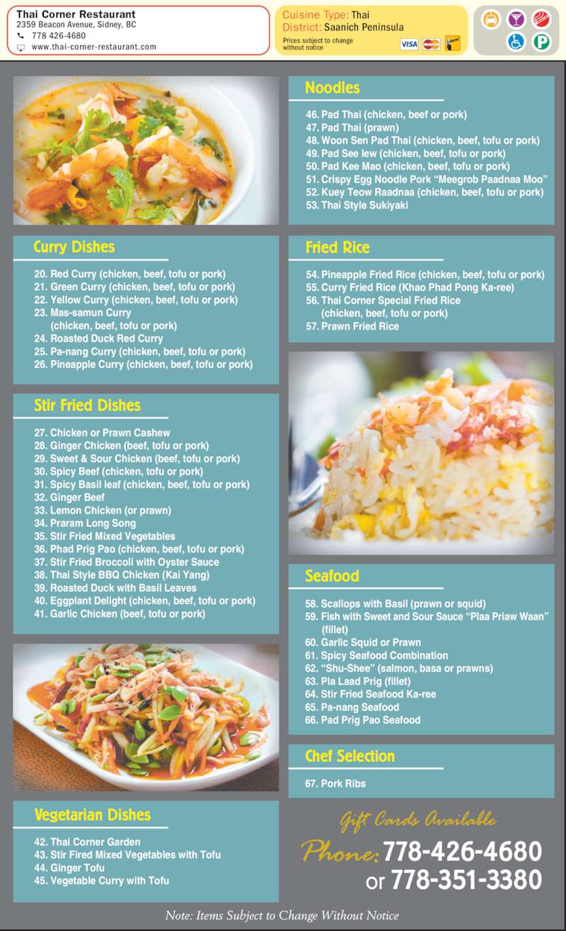 Thai Corner Restaurant Sidney, BC 2359 Beacon Ave Canpages