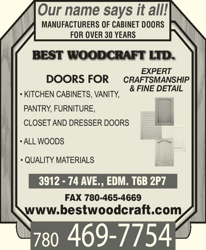 Best Woodcraft Ltd Opening Hours 3912 74 Avenue NW, Edmonton, AB