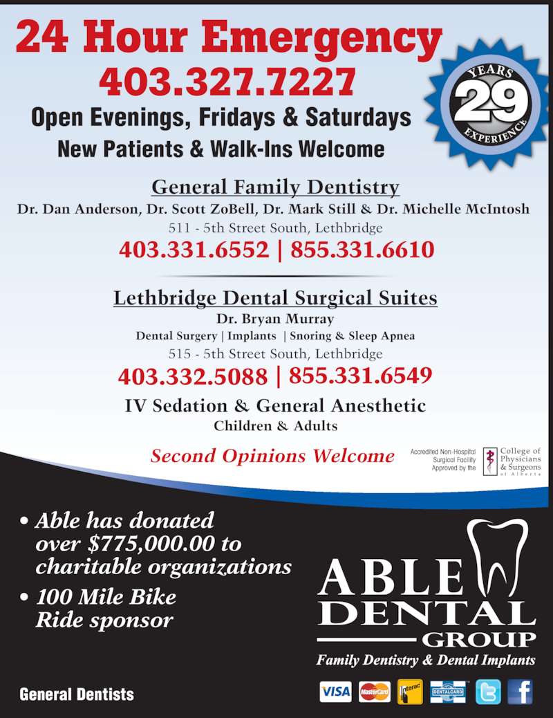 Able Dental Group Opening Hours 515 5th Street South, Lethbridge, AB