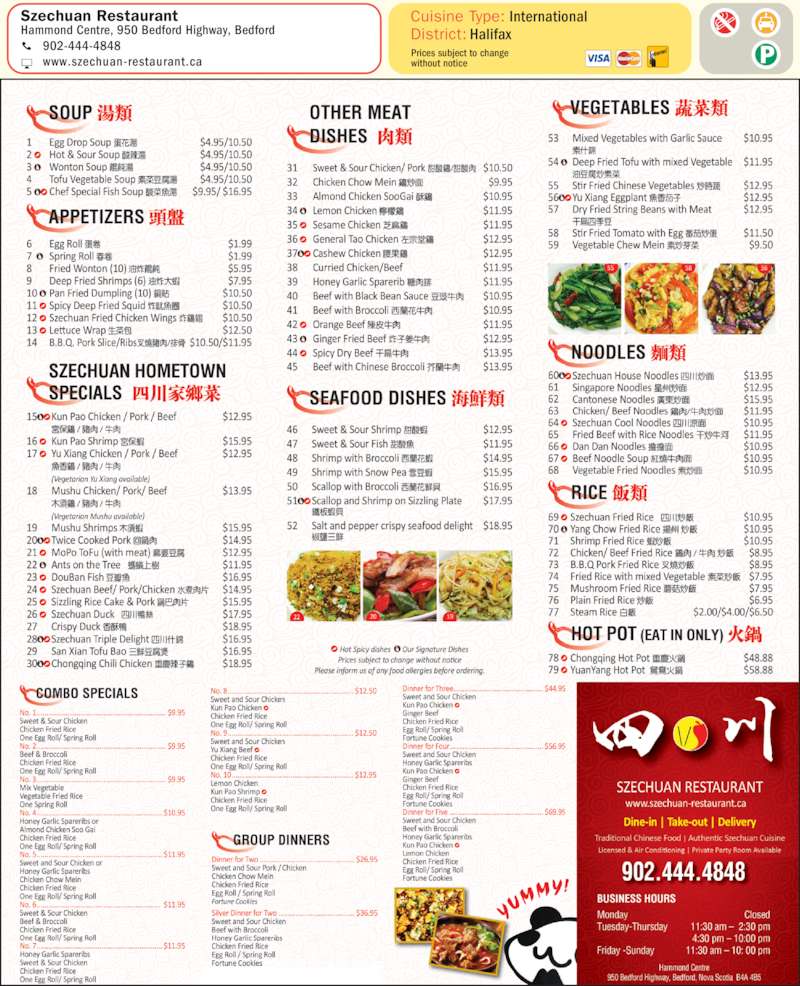 Szechuan Restaurant Bedford, NS 950 Bedford Hwy Canpages
