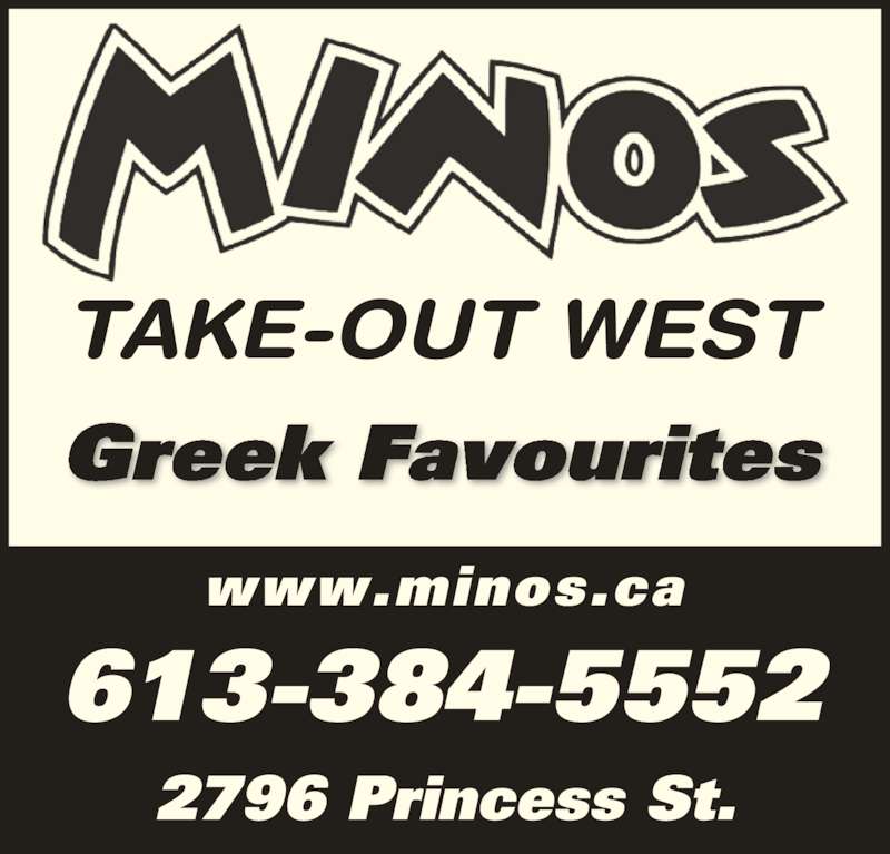 Mino's Takeout West Menu, Hours & Prices 2796 Princess St, Kingston, ON