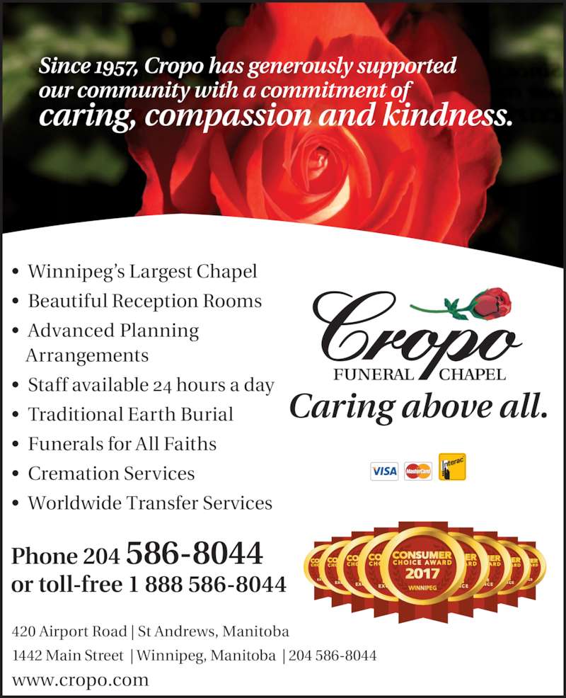 Cropo Funeral Chapel Opening Hours 1442 Main St, Winnipeg, MB