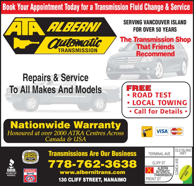 Alberni Automatic Transmission Opening Hours 130 Cliff St, Nanaimo, BC