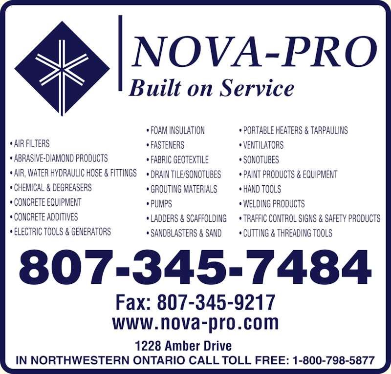 NovaPro Industrial Supply Ltd Opening Hours 1228 Amber Dr, Thunder