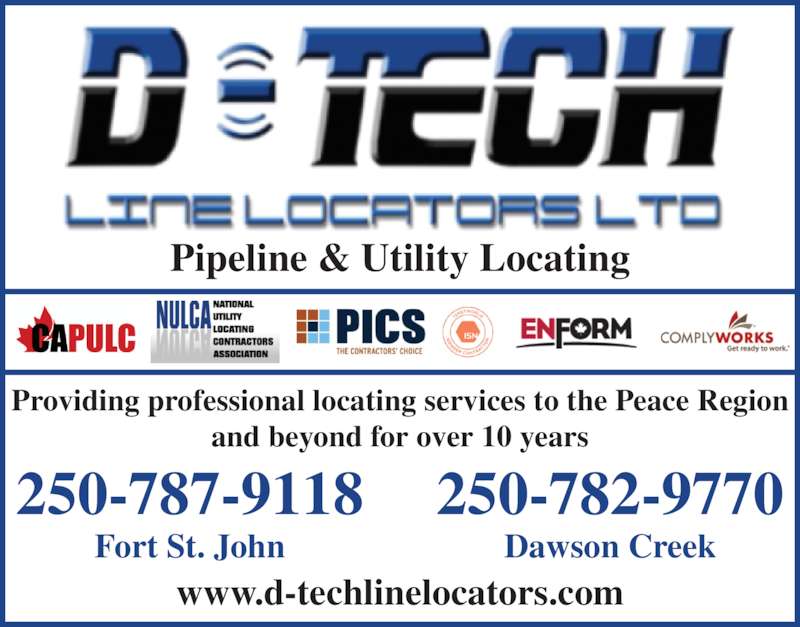DTech Line Locators Ltd Opening Hours 8236 100 Ave, Fort St John, BC