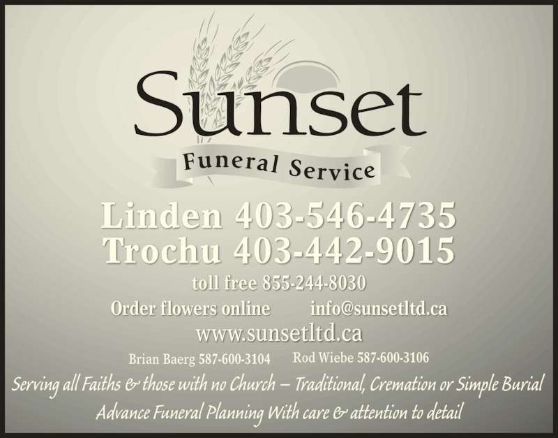 Sunset Funeral Service Ltd Opening Hours 253004B Township Rd 304