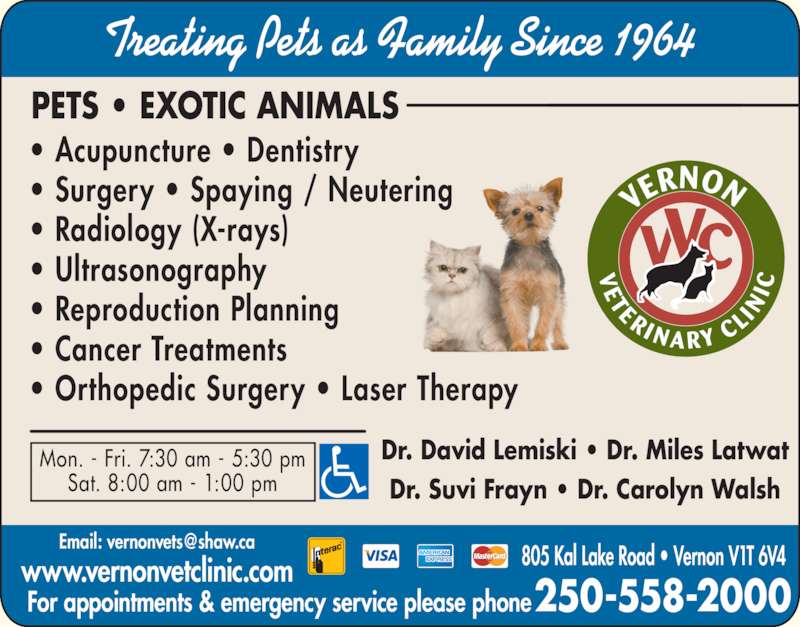 Vernon Veterinary Clinic Opening Hours 805 Kalamalka Lake Rd