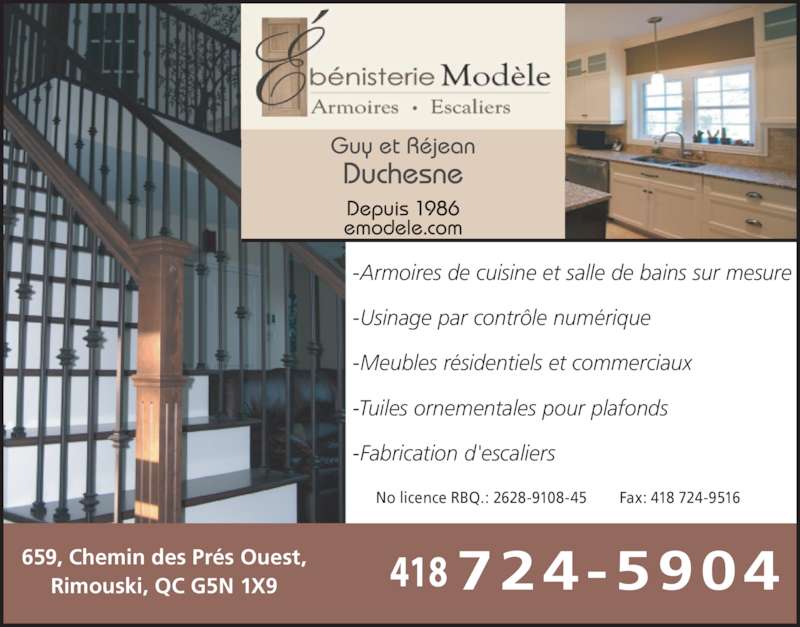 Ebénisterie Modèle 659, ch des Près O, Rimouski, QC