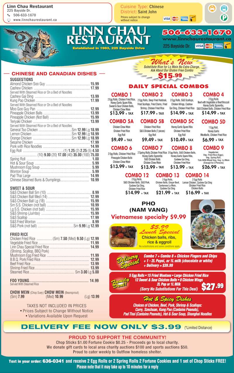 Linn Chau Restaurant Menu, Hours & Prices 225 Bayside Dr, Saint