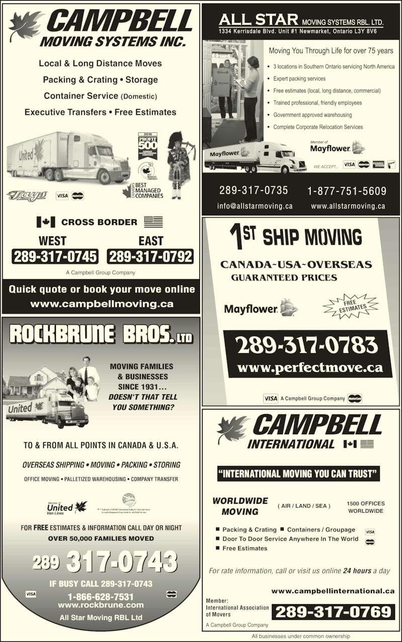 Campbell Moving Systems Inc Opening Hours ON