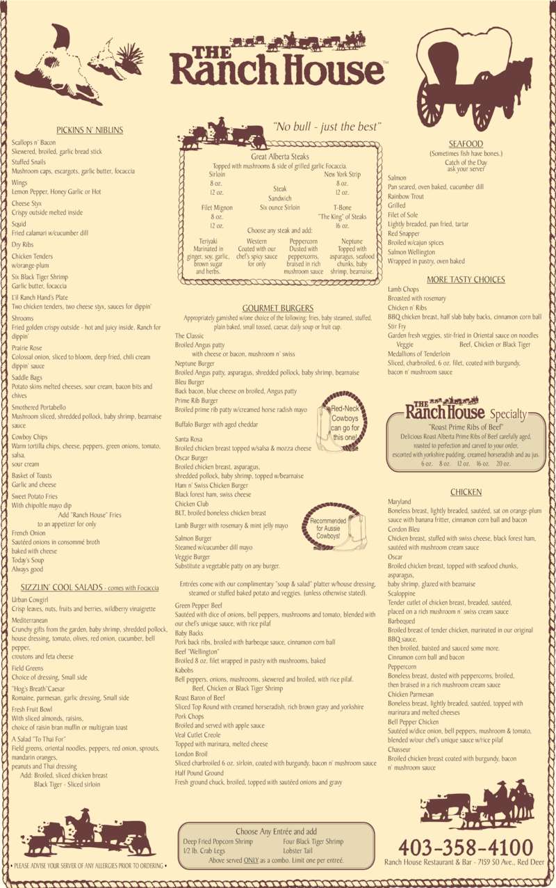 Ranch House Restaurant & Bar Menu, Hours & Prices 7159 50th Avenue